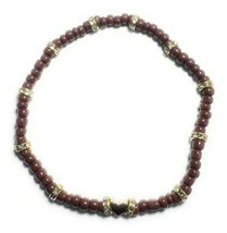 Brown Beaded Stretchy Anklet with Gold Plated Spacers and Heart - €7,47 EUR