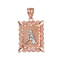 Rose Gold Filigree Alphabet Initial A-Z Personalized Charm Pendant (S/M/L) - £56.41 GBP+