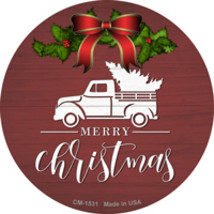 Merry Christmas Truck Red Novelty Circle Coaster Set of 4 - $19.95