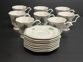 Set of 8 Nikko Classic Collection Christmastime Cups &amp; Saucers Christmas Tree - £55.25 GBP