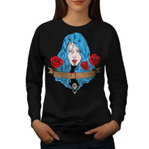 Wellcoda Blood Rose Scary Horror Womens Sweatshirt, Blood Casual Pullover Jumper - £22.91 GBP+