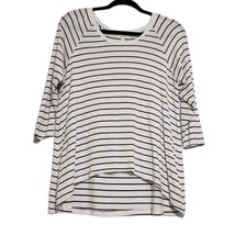 Matilda Jane XS Maroon and White Striped Top 3/4 Sleeve Womens Hi-low Hem - £15.45 GBP