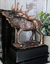 Large Wapiti Bull Elk Deer Rustic Bronze Electroplated Finish Statue Wit... - $56.99