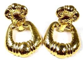 Classic Jose Barrera Avon &quot;Door Knocker&quot; Style Dangle Clip-On Earrings, 1990&#39;s - £66.58 GBP