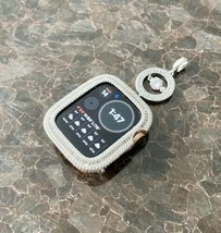 Bling Apple Watch pendant Collier Chaîne Argent Visage Chaton Étui - $89.32+