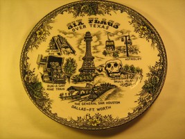 9&quot; Vintage Porcelain Souvenir Collector Plate Six Flags Over Texas Dallas [Z43] - £16.84 GBP