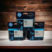 3x Genuine HP 65 Tri-Color Ink Cartridges Genuine OEM EXP 5/2023 Bundle Lot - $27.93