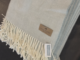 Light Gray / Blue Throw Lap Blanket Lightweight Lands Downunder Made In Italy - £37.56 GBP