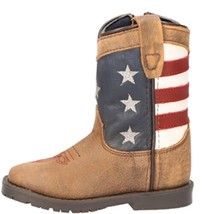 Smoky Children&#39;s Kid&#39;s Stars And Stripes Vintage Brown Leather Western Cowboy - £36.76 GBP