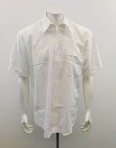Cricketeer Men&#39;s Short Sleeve Button Up Dress Shirt Size 16 White Cotton... - $10.88