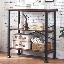 Hombazaar Bookshelf, 3-Tier Vintage Industrial Book Shelf, Rustic Wood and Metal - £112.33 GBP