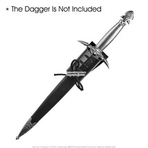 Black Leather Sword Frog Belt Hook Dagger Main Gauche Holder - $14.83