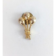 Vintage Balloons Tied With Bow Gold Tone Lapel Hat Pin - £6.59 GBP