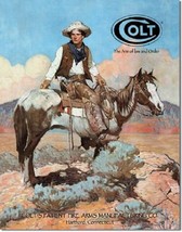 Colt Tex and Patches Cowboy Vintage Retro Gun Ammo Hunt Cabin Metal Tin ... - $15.99