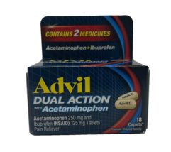 Advil Dual Action with Ibuprofen &amp; Acetaminophen Combo 18 Caplets EXP 04/27 - $8.90