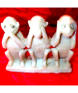 Monkeys~Hear/Speak/See No Evil~Marble~handcarved - $52.91 CAD