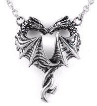 Controse Steaming Hot Love Two Dragons Heart Wings Steel Pendant Necklace CN102 - £15.98 GBP