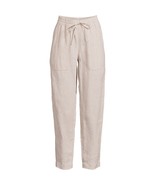 LANDS&#39; END High Rise LINEN PANTS Size: 14 New SHIP FREE Beige Pull On Ti... - $89.99