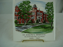 Vintage St Joseph&#39;s Hospital 1880-1967 Tile Trivet Coaster Bloomington Ill OSF  - $9.89