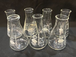 Lot of (7) Kimble KIMAX Glass 125mL Narrow Mouth Erlenmeyer Flask 26500-125 - £35.26 GBP