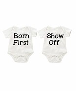 Born First Show off Twin Set Romper Bodysuit Baby Outfit Twins Baby - $467.49 MXN