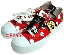 Disney Minnie Mouse Women’s Low Top Court Sneakers Lace Up Shoe Red Size... - £31.41 GBP