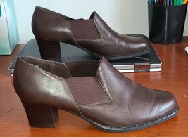Aerosoles Shoes Heel A Copter Brown Leather Loafers Booties Womens Sz 8 B - $28.64