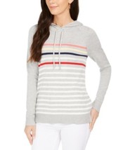 MSRP $70 Charter Club Striped Hooded Sweater Gray Size Small - £18.59 GBP