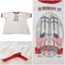 Vintage T Shirt World Trade Center 1975-2001 Anvil Sept 11th XL Red &amp; White - £23.19 GBP
