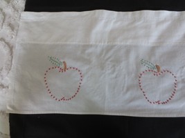 5 Handmade Embroidered Apples Cotton Valances w/2-1/4&quot; Rod Pockets-10-1/4&quot; X 45&quot; - £9.38 GBP