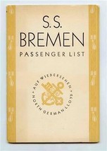 S S Bremen 1932 Tourist Class Passenger List North German Lloyd New York... - £37.21 GBP