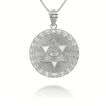 925 Sterling Silver Star of David All-Seeing Eye Coin Pendant Necklace - £32.85 GBP+