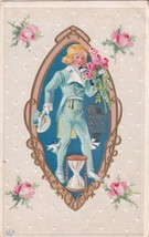 Happy New Year Man in Blue Suit Hour Glass 1912 to Parker KS Postcard B33 - $2.99