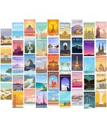 Herzii Prints Vintage Travel City Posters Collage Kit For Wall, 44 Pcs. ... - £25.30 GBP