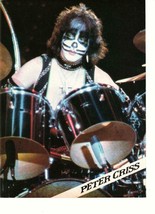 Kiss Peter Criss teen magazine pinup clipping 80&#39;s playing drums Rockline - £2.81 GBP