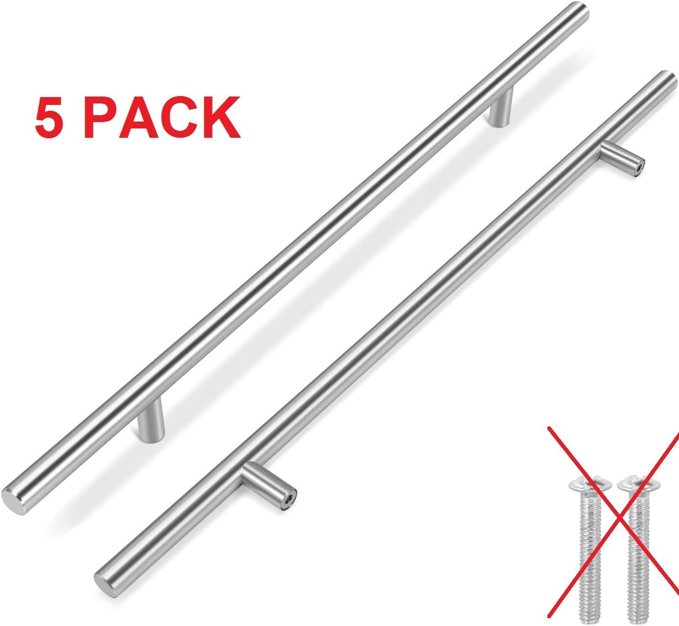5 PACK Kitchen Cabinet T-Bar Handles, Silver Drawer Pulls 20&quot; x 12.5 Hol... - $14.80
