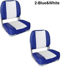 Boat Seats 2 Low Back Blue &amp; White Marine Grade Vinyl UV Treated Upholst... - £108.84 GBP