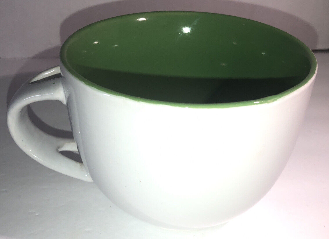 Primary image for Oversized Giant 4”H X 5”W Coffee Tea Mug Office Cup Gift-White/Green-NEW-SHIP24H