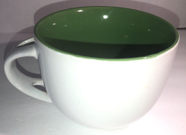 Oversized Giant 4”H X 5”W Coffee Tea Mug Office Cup Gift-White/Green-NEW... - £23.57 GBP