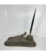 Vintage Pheasant Desk Set Pen Holder Sculpture Not Original Pen - $72.37 CAD
