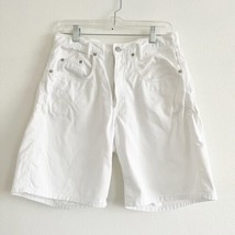 Vintage Guess Womens High Waist White Jean Shorts Tag 2 Sz 8-10 Cinch Style 90s - £19.74 GBP