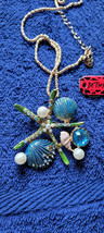 New Betsey Johnson Necklace Starfish Seashells Blueish Beach Summer Collectible - £11.71 GBP