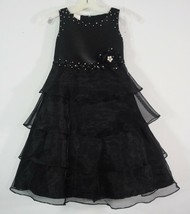 Black Formal Tiered Satin Organza Pageant Dress KID K.I.D. Collection Girls 4 - £27.04 GBP