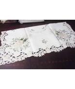 Jin Liu tablecloth poinsettas bells and candles cutwork border SQ 33x33 ... - $505.95 MXN