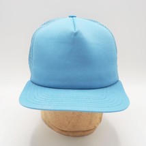 New Era Snapback Mesh Trucker Hat USA Made Light Blue S/M New Deadstock 1980&#39;s - £15.45 GBP