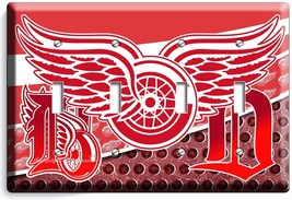 Detroit Red Wings Hockey Team 4 Gang Light Switch Wall Plate Man Cave Sport Room - £17.68 GBP