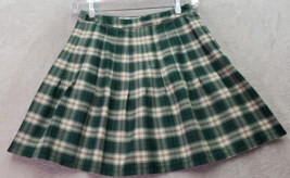 Urban Outfitters Flare Skirt Women&#39;s Size Small Green Plaid Pleated Side Zipper - £19.51 GBP