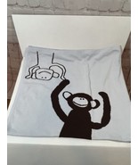 Pottery Barn Kids Blanket Monkey See Monkey Do Blue Brown Cotton Knit 30... - £19.95 GBP
