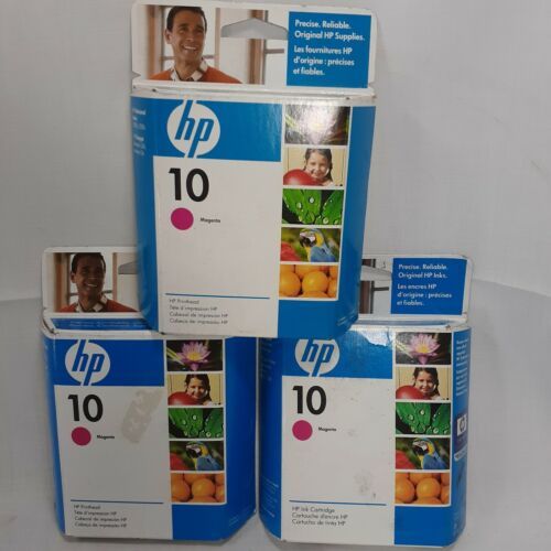 HP 10 Magenta Inkjet Print Cartridges C4802A Lot of 3 Sealed  New Old Stock Ink - £20.60 GBP