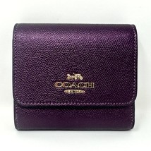 Coach Small Trifold Wallet	Metallic Plum Leather CF412 New With Tags - £138.00 GBP